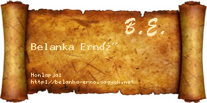 Belanka Ernő névjegykártya